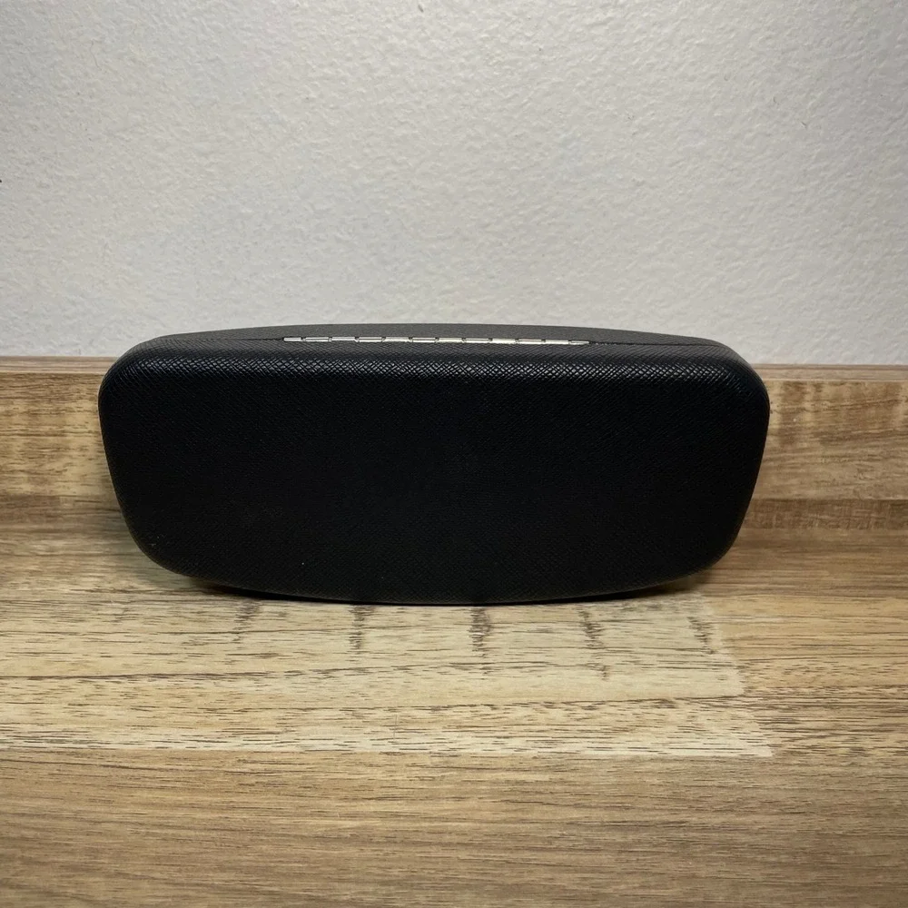 Salvatore Ferragamo Black Saffiano Leather Hard Sunglasses Eyeglasses Case Logo